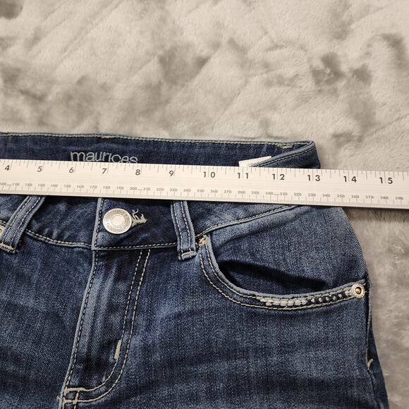 Maurices Jeans Womens 0 SHORT Blue Low Rise Slim Leg Flare Stretch Denim Casual - Picture 10 of 14